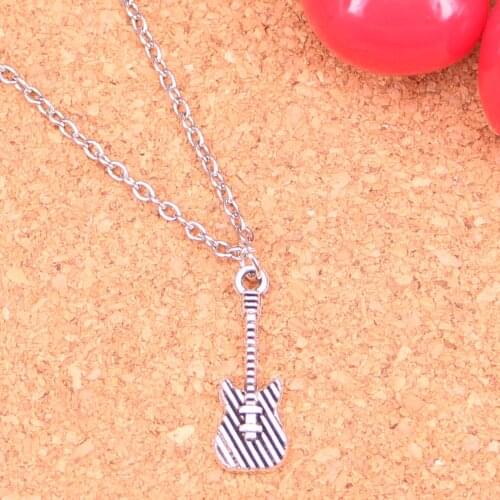 20pcs New Fashion Necklace 25x9mm electric guitar Pendants Short Long Women Men Colar Gift Jewelry Choker