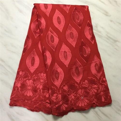 2021 High Quality Embroidery Swiss Voile Lace Dubai Cotton Red Swiss Lace Fabric For Party Dress