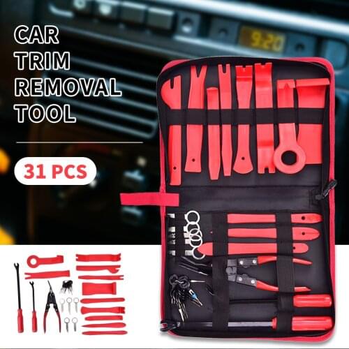 31Pcs Car Door Trim Panel Removal Install Tool Kit Molding Pry Interior Clip Set