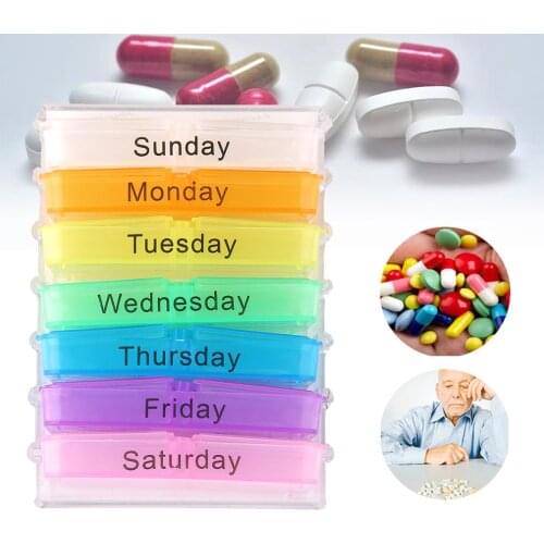 7 Days Medichine Box Seven Day Large Pill Box Medicine Tablets Holder Dispenser Pills Organiser Fashion for Seniors Athletes