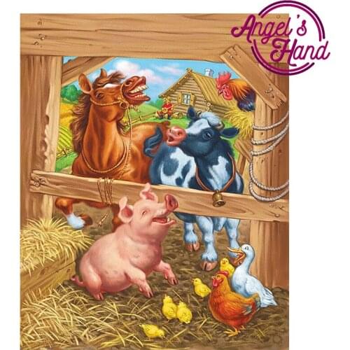 Diamond Embroidery animals Farm round drill diy 5d diamond painting cross stitch horse mosaic kit Home Decoration rolled packing