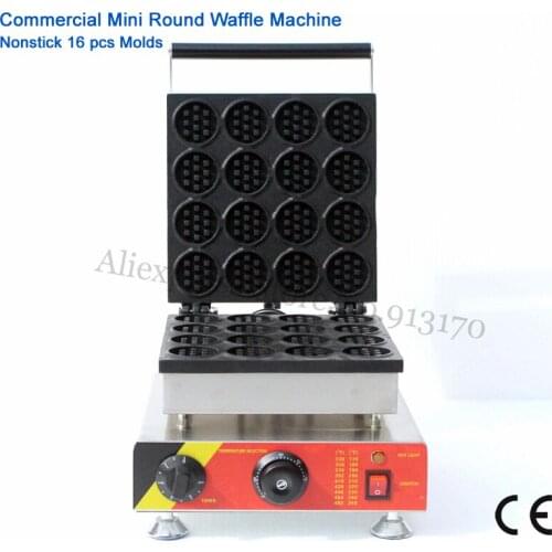 Nonstick Lolly Cake Machine Commercial Stainless Steel Mini Waffle Maker 16 Molds 52mmx52mm 220V/110V 1500W