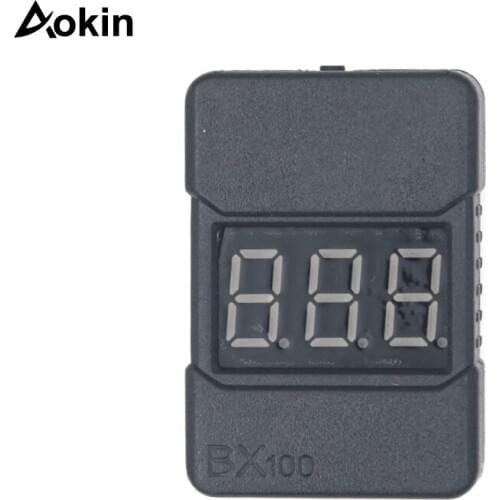 Aokin Bx100 Lipo Battery Low Voltage Tester Checker 1s-8s Low Voltmeter Buzzer Alarm With Led Indicator