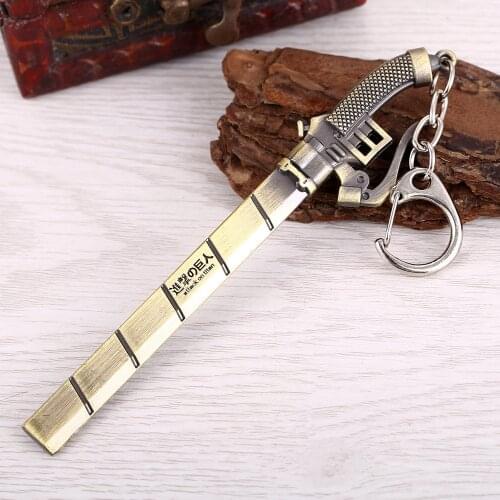 Japan Cartoon Attack On Titan Keychin Alloy Sword Pendant Keyring Jewelry Cute Weapon Cosplay Gifts Accessory New