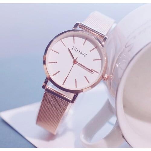 Top Brand Luxury Fashion Metal Mesh Strap Ladies Rose Gold Watches WomenWristwatch Quartz Woman Clock Silver Female Watch