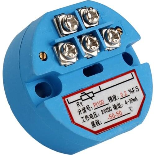 PT100 Temperature Transmitter Sensor Minus 50~50C 4-20mA Output Blue