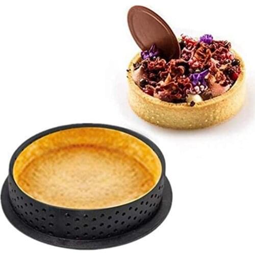 Cake Mold Rings Tart Ring Mousse Cake Ring Milk Bar Mold Cake Baking Mould Tool Perforated Cutter Ring Non Stick 8 Pcs