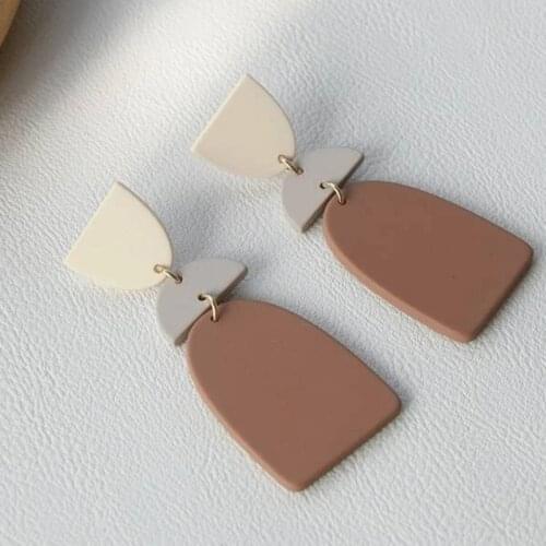 Clay Texture Spray Paint Acrylic Pendant Earrings Hit Color Girl Pink Retro Bump Texture Color Block Geometry