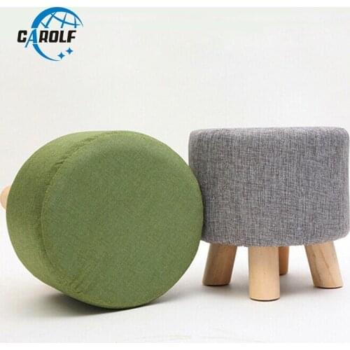 Hot Selling Round Ottoman Stool Small Wooden Soft Rest Chair Quadruped Pouffe Footstool Seat
