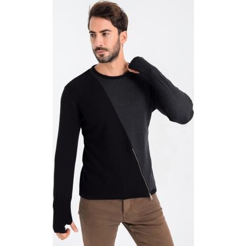 Heyss O Neck Zipper Detailed Male Knitwear Sweater