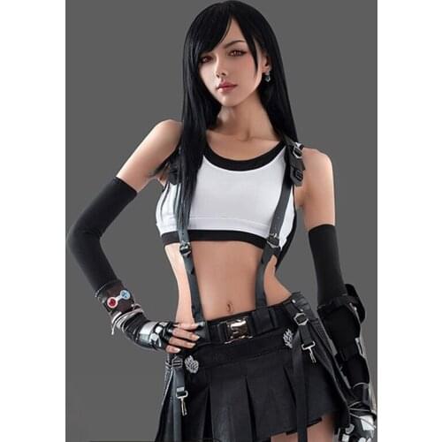 Game FF7 Reset version Cos Tifa Game Same Cosplay Women’s Daily summer cool skirt Costume suit