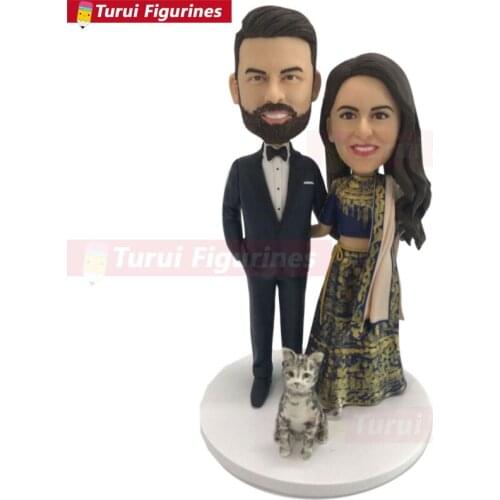 Custom Indian Wedding Cake Topper Indian Wedding Bobble Head Traditional Indian Bride Personalized Indian Wedding Cake Topper