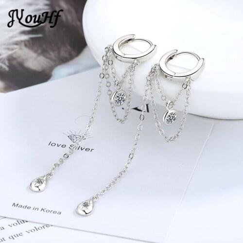 JYouHF Elegant White Gold Plated Chain Tassel Earrings for Women Jewelry Fashion Water Drops Crystal Drop Earring 2020 Oorbellen