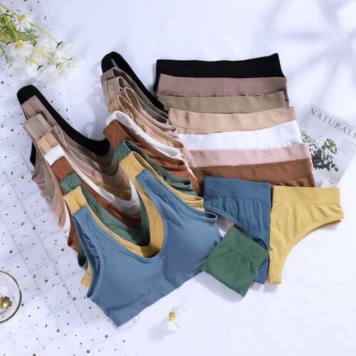 Women Seamless Bra Set/2PCS Female Comfort Breathable Sexy Lingeries Set Lace Ruffled Bra Panties Underwear Suit