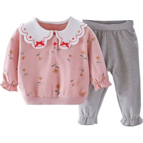 Spring Autumn Children Baby Girl Clothes Suit princess Sweatshirt Pants 2Pcs/sets Infant Kids sweet Clothing Toddler Tracksuits