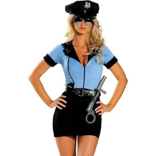 Policewoman Costume Carnival Party Cosplay Police Halloween Costumes For Women Dress Cop Uniform