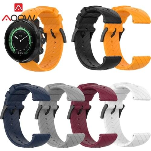 24mm Soft Sport Silicone Strap for Suunto 9 /9 Baro Outdoor Hiking Waterproof Rubber Replacement Bracelet Band for Smart Watch