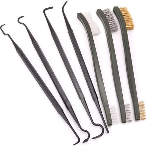 Gun Hunting Tactical Rifle Cleaning Kit 3pcs Steel Wire Brush + 4pcs Nylon Pick
