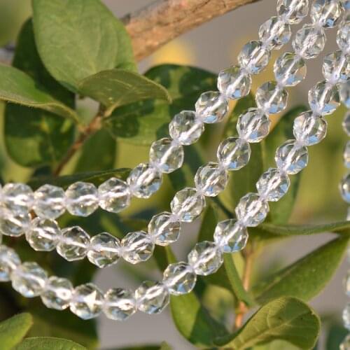 Joanlyn Faceted Grade AAA Natural Clear Quartz Beads Triangle Facets 6mm-10mm Round 15 Inch Strand CQ25