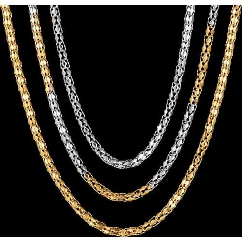 Top Quality Trendy Stainless Steel Women Necklace Gold Color Popcorn Chain Necklaces For Female Party Gift