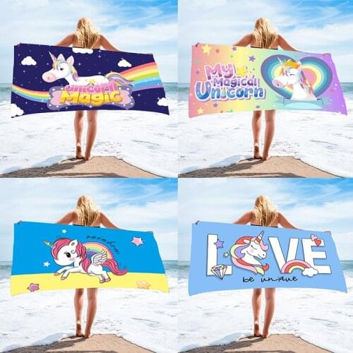 Lovely Unicorn Pattern Quick Dry Beach Towel Microfiber Face Washcloth Washrag Swimming Surfing Bath Towels