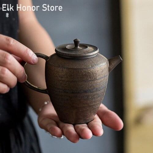 250ml Gilding Iron Glaze Coarse Pottery Teakettle Personal Kiln Fambe Teapot Strainers Filter Make Milk Oolong Tea Teaware