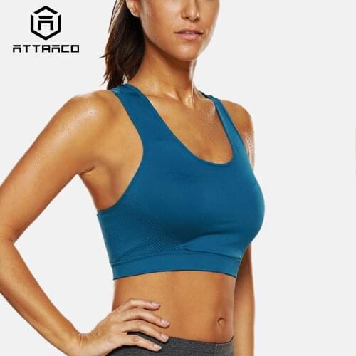 Attraco Womens Mid Impact Sports Bra Fitness Yoga Bra Breathable Running Workout Racerback Sports Top