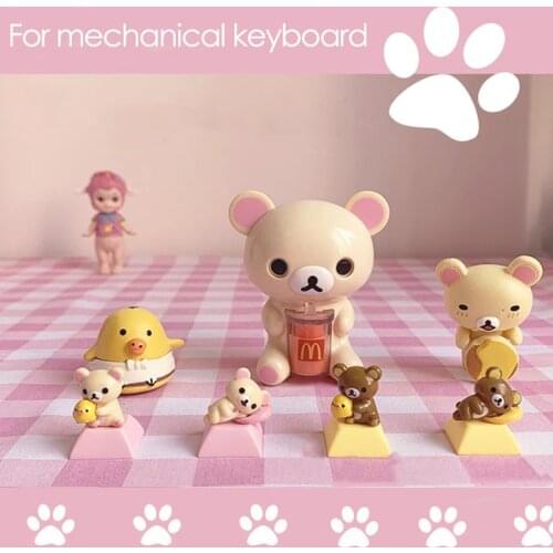 R4 cute bear transparent keycap cartoon animation game for mechanical keyboard keycap is suitable for cherry MX switch