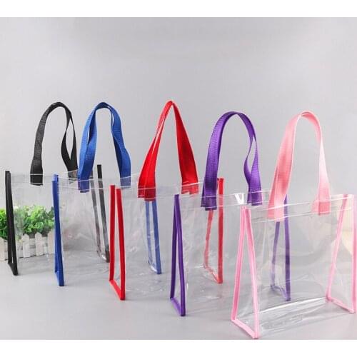 Transparent PVC handbag sewing cosmetics plastic bag clothing store clothing shopping bag wholesale