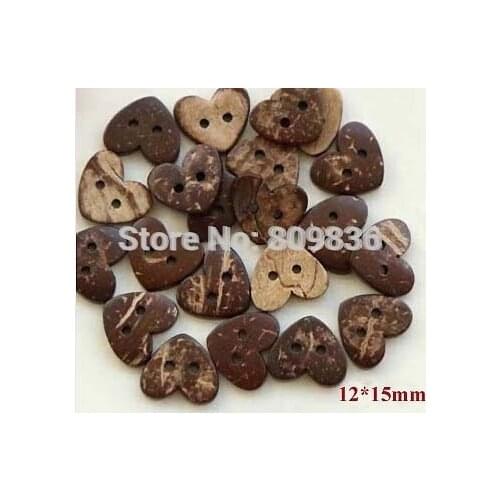 50pcs/lot Heart-shaped Design Cartoon cute Natural coconut button Garment accessories Sewing Buttons (ss-1163)
