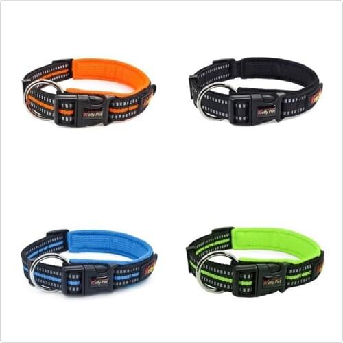 Adjustable Mesh Dog Collar Nylon 4 Colors Breathable Padded Puppy Pet Collar Reflective Comfy Small Medium Large Dog Collar
