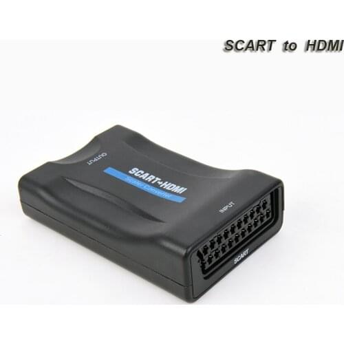 SCART To HDMI-Compatible Converter SCART to HD Scaler Converter Adapter support HD 1080p / 720p output With Power Supply Cable