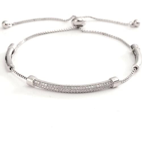 Dubai Charm Bracelet Silver color cz crystal Bowl bangle kids girls women Hand Chain Jewelry anklets Arab gift