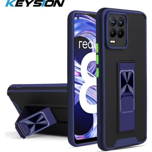 KEYSION Shockproof Armor Case for Realme 8 8 Pro 7 Pro 7i Stand Silicone Phone Cover for Realme C25S C21 C20 C17 C15 C12 C11