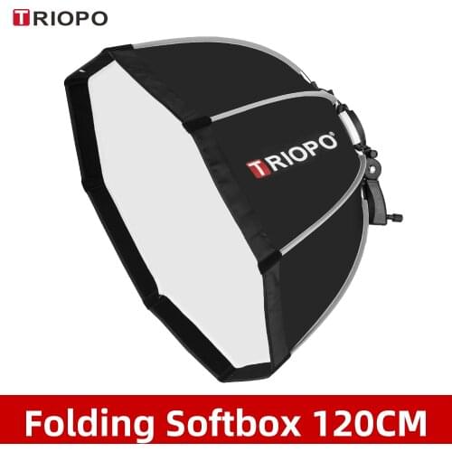 TRIOPO KS120 120cm Foldable Octagon Softbox Bracket Mount Soft box Handle for Canon Nikon Godox Yongnuo Speedlite Flash Light