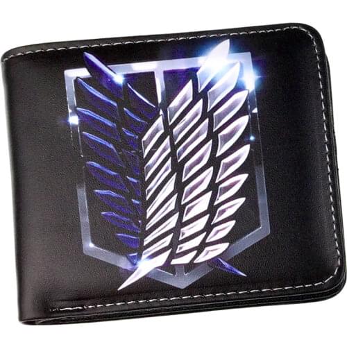 Anime cartoon Attack On Titan PU Leather Men Wallet Card Holder Bifold Zipper Small Money Purses clutch