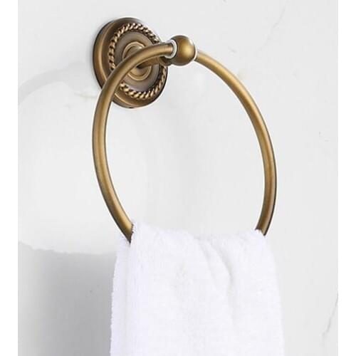 Vidric Bathroom towel holder solid brass Wall-Mounted Round antique brass Towel Ring Towel Rack