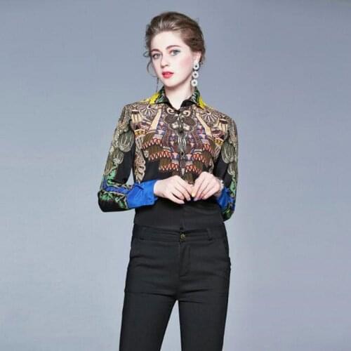 New Silk Shirt Womens Korean 2021 Spring Long Sleeve Shirts for Women Casual Print Women Blouse and Tops