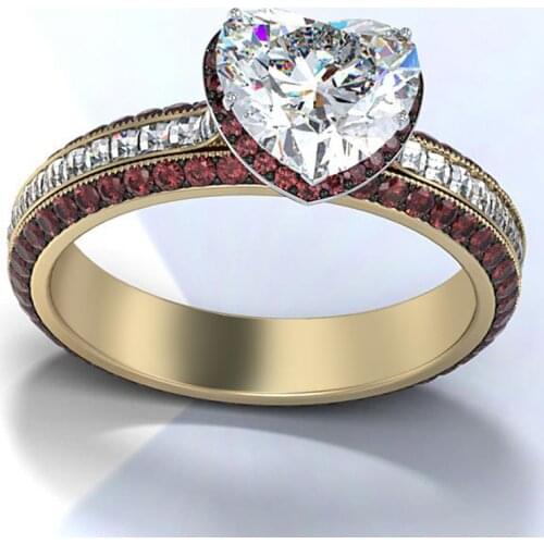 Fashion Engagement Rings Exquisite Love Heart-shaped Zircon Womens Wedding Rings Prom Cocktail Gift Jewelry