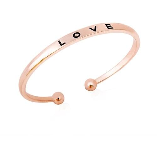 Black Words "LOVE" Golden Silver Plated Opening Metallic Bracelets & Bangles for Women