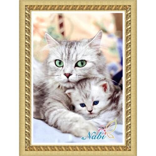 Animals cat full gear beads beadwork 0219R - Round Diamond embroidery cross stitch diamond mosaic painting