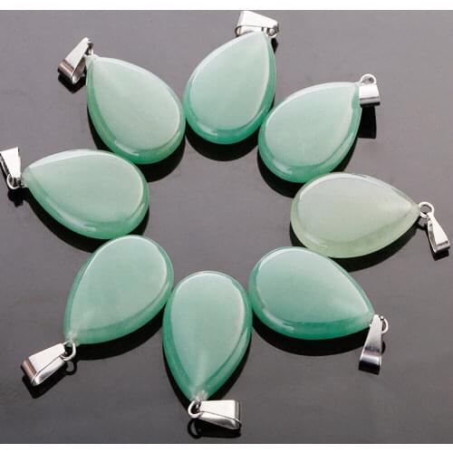 1pcs Aventurine Sand natural crystal stone necklace teardrop pendant