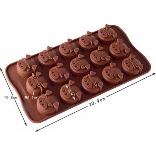 100pcs 15 Holes Funny Pig Shaped Silicone Soap Candy Fondant Chocolate Kitchen Mould Silicone Chocolate Cookies Cake DIY Mold