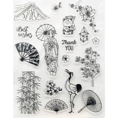 14*18CM Oriental Girls Transparent Seal Clear Stamps Silicone Seal Roller Stamps DIY Scrapbook Album Card Christmas Wedding