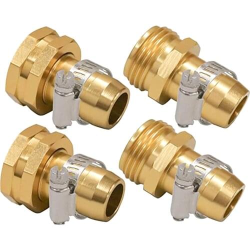 2 Set Male And Female Garden Hose Repair Connectors With Clamps For 3/4" Or 5/8" Garden Hose Fitting Garden Hose Repair Joint