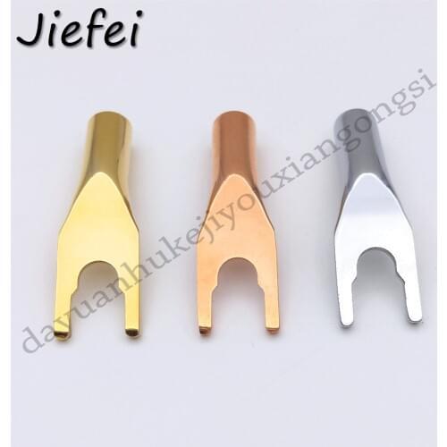 200-500Pcs Banana Plug Conenctor Red Copper/ Gold /Rhodium Plated Spade Speaker Banana Plugs Audio Screw Fork Connectors