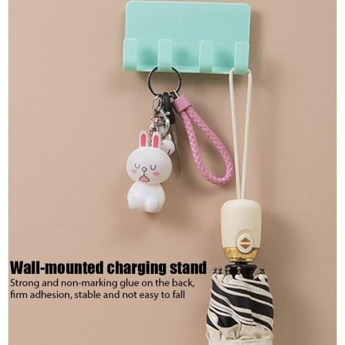 2021 Universal Phone Suction Wall Hook Charging Cable Wall Hanging Rack Hanger Mount Charge Cable Holder Home Power Socket Stand