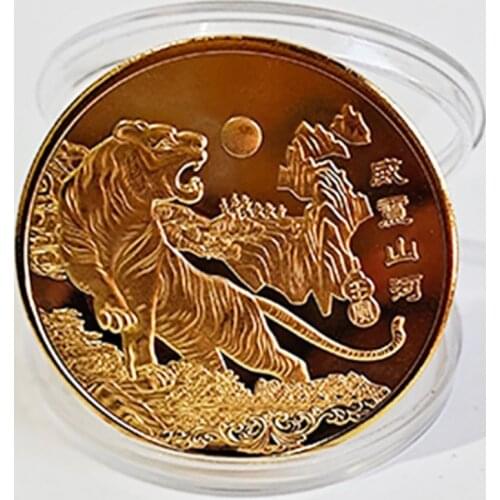 2022 New Year Gold Coin Twelve Zodiac Tiger Ox Commemorative Coins Collection Gift Decorative Coins Collection Decoration Goods
