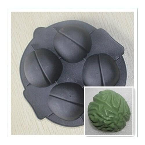 4 cavity Brain shape silicone ice mold Handmade clay mould