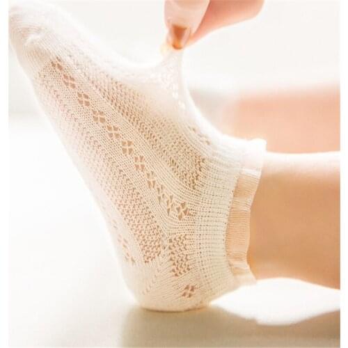 5 Pairs/Lot Children Cotton Socks Boy Girl Baby Fashion Breathable Solid Mesh Socks For Summer 1-12T C380-5